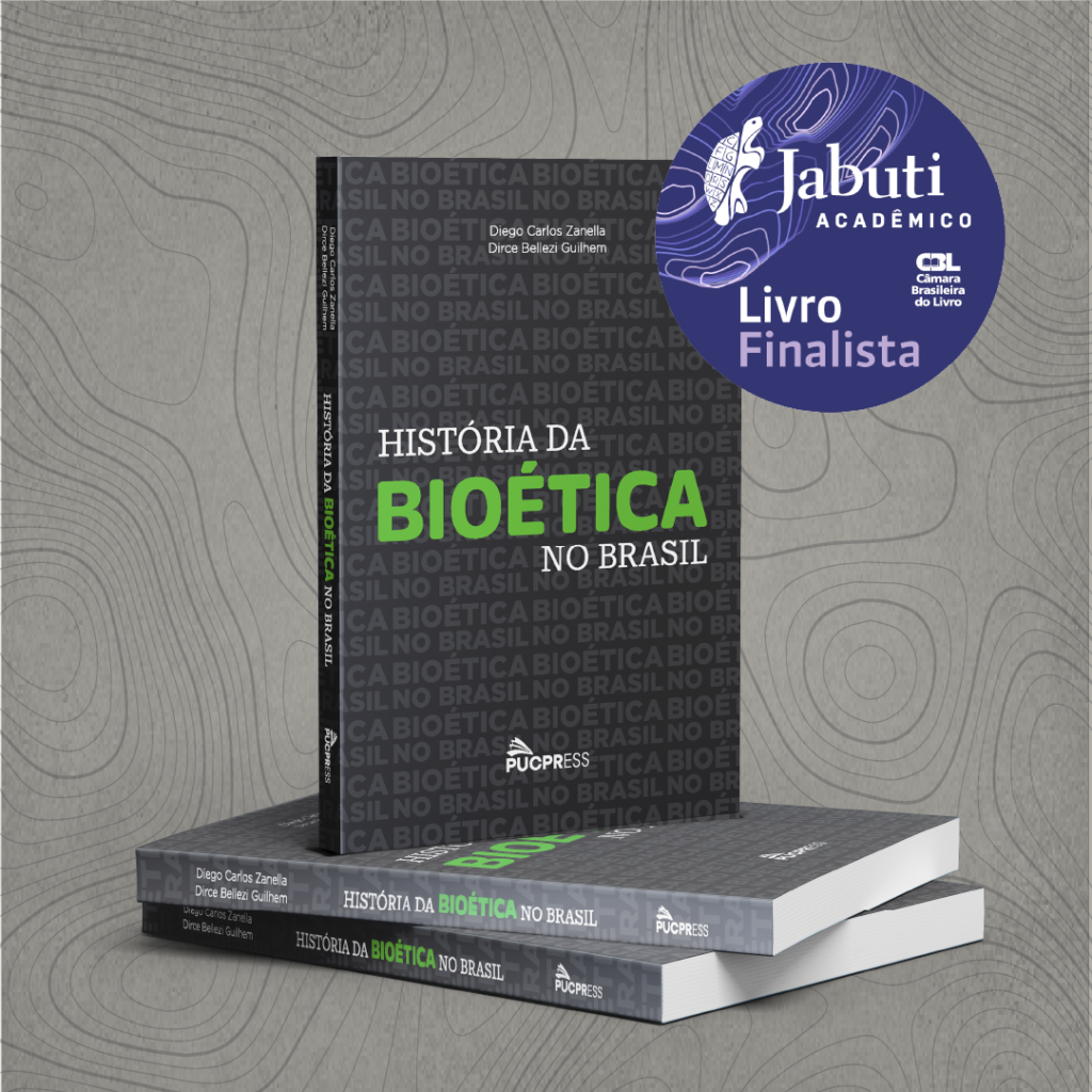 três livros história da bioética no Brasil com um selo de livro finalista do jabuti acadêmico 2024